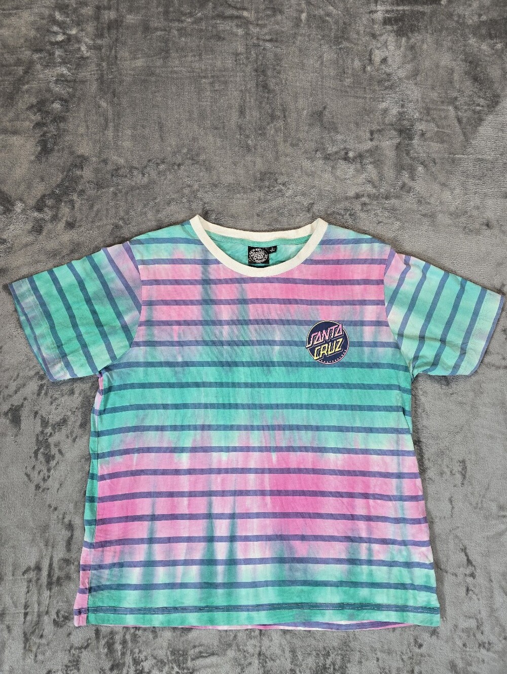Santa Cruz Striped Tye Dye T Shirt Size Large Fits Medium